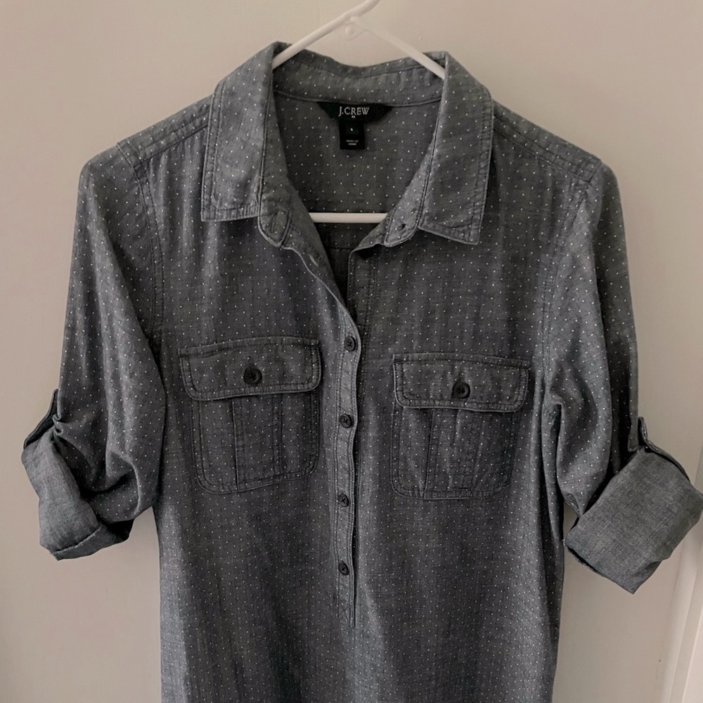 J.Crew Dotted Chambray Shirt Dress